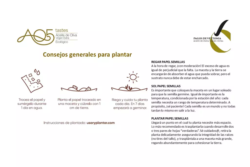 etiqueta plantable AOVE Ecológico AQ5 Sabores: cómo plantarla paso a paso 